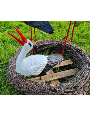 Storchennest 2x Storch Figur Familie Set Gartenfigur Statue Skulptur