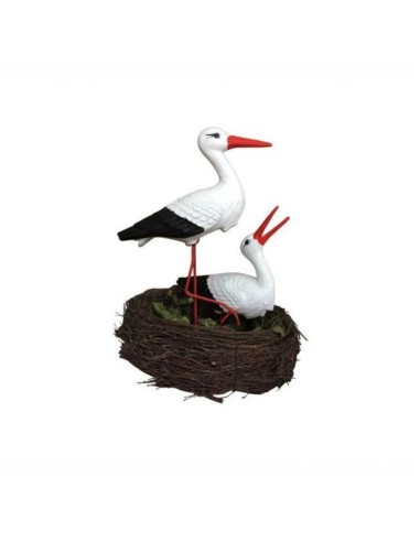 Storchennest 2x Storch Figur Familie Set Gartenfigur Statue Skulptur