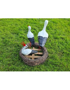 Storchennest 3x Storch Figur Familie Set Gartenfigur Statue Skulptur 2