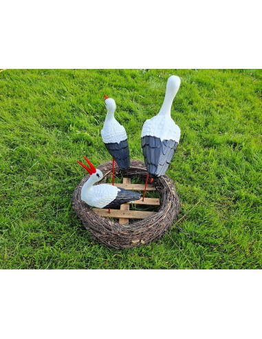 Storchennest 3x Storch Figur Familie Set Gartenfigur Statue Skulptur