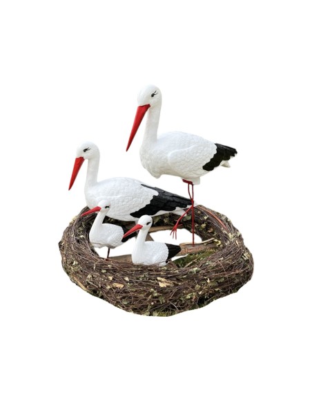 Storchennest 4x Storch Figur Familie Set Gartenfigur Statue Skulptur