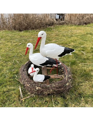 Storchennest 4x Storch Figur Familie Set Gartenfigur Statue Skulptur