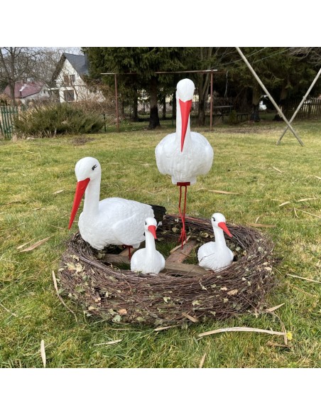 Storchennest 4x Storch Figur Familie Set Gartenfigur Statue Skulptur