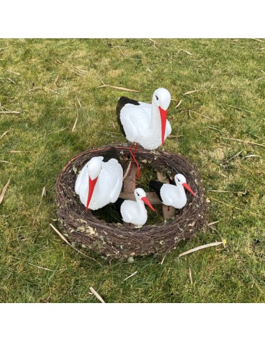 Storchennest 4x Storch Figur Familie Set Gartenfigur Statue Skulptur