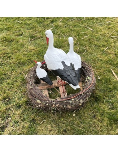 Storchennest 4x Storch Figur Familie Set Gartenfigur Statue Skulptur