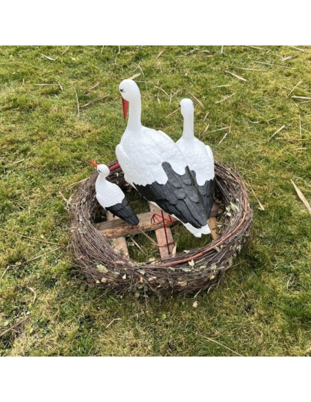 Storchennest 4x Storch Figur Familie Set Gartenfigur Statue Skulptur