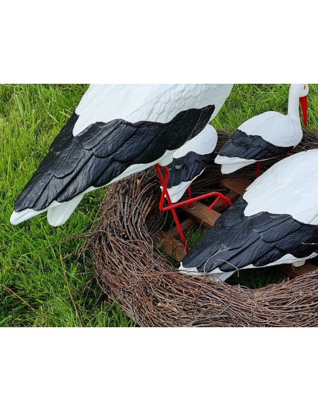 Storchennest 4x Storch Figur Familie Set Gartenfigur Statue Skulptur
