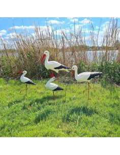 Störche Familie Set 4x Storch Figur Gartenfigur Statue Skulptur