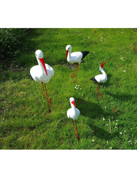 Störche Familie Set 4x Storch Figur Gartenfigur Statue Skulptur