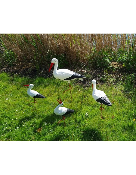 Störche Familie Set 4x Storch Figur Gartenfigur Statue Skulptur