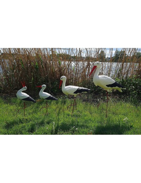 Störche Familie Set 4x Storch Figur Gartenfigur Statue Skulptur