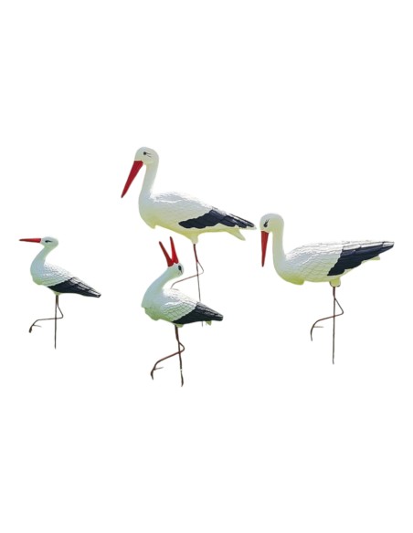 Störche Familie Set 4x Storch Figur Gartenfigur Statue Skulptur