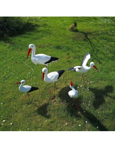 Störche Familie Set 5x Storch Figur Gartenfigur