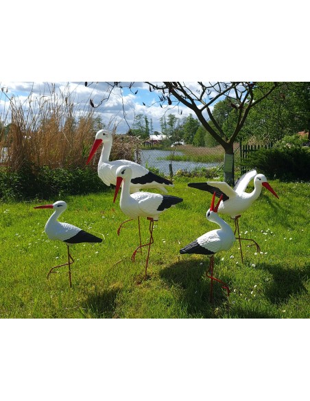 Störche Familie Set 5x Storch Figur Gartenfigur