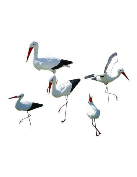 Störche Familie Set 5x Storch Figur Gartenfigur