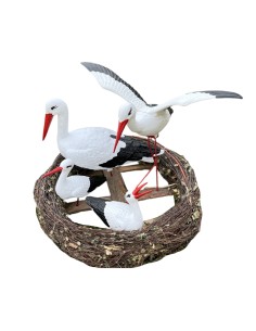 Storchennest 4x Storch Figur Familie Set Gartenfigur Statue Skulptur