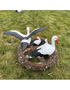 Storchennest 4x Storch Figur Familie Set Gartenfigur Statue Skulptur 2