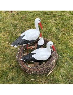 Storchennest 4x Storch Figur Familie Set Gartenfigur Statue Skulptur 2