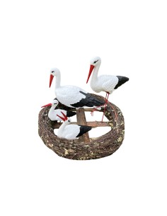 Storchennest 4x Storch Figur Familie Set Gartenfigur Statue Skulptur