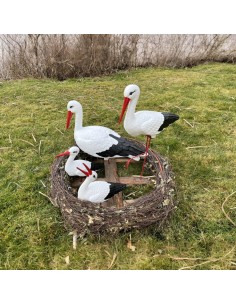 Storchennest 4x Storch Figur Familie Set Gartenfigur Statue Skulptur 2