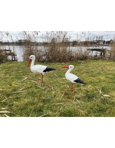 Störche Familie Set 2x Storch Figur Gartenfigur Statue Skulptur