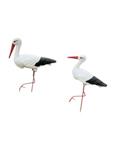 Störche Familie Set 2x Storch Figur Gartenfigur Statue Skulptur 2