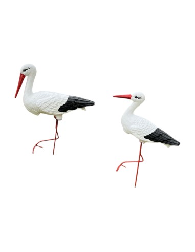 Störche Familie Set 2x Storch Figur Gartenfigur Statue Skulptur