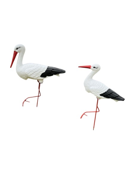 Störche Familie Set 2x Storch Figur Gartenfigur Statue Skulptur