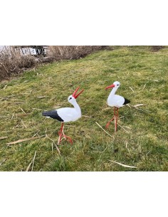Störche Familie Set 2x Storch Figur Gartenfigur Statue Skulptur