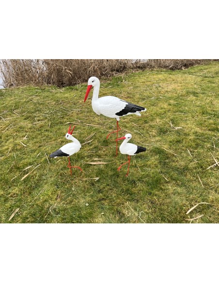 Störche Familie Set 3x Storch Figur Gartenfigur Statue Skulptur