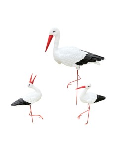 Störche Familie Set 3x Storch Figur Gartenfigur Statue Skulptur 2