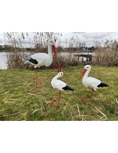 Störche Familie Set 3x Storch Figur Gartenfigur Statue Skulptur