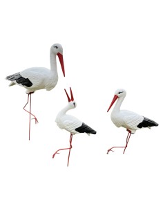 Störche Familie Set 3x Storch Figur Gartenfigur Statue Skulptur 2