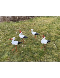 Störche Familie Set 4x Storch Figur Gartenfigur Statue Skulptur