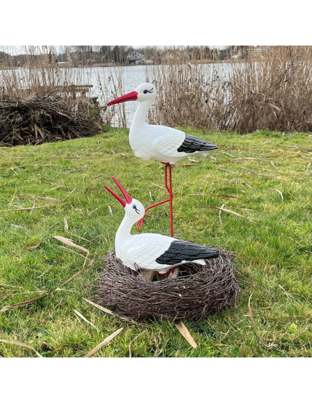 Figurine décorative nid de Cigogne 2 cigognes H: 60cm de Jardin décoration extérieure