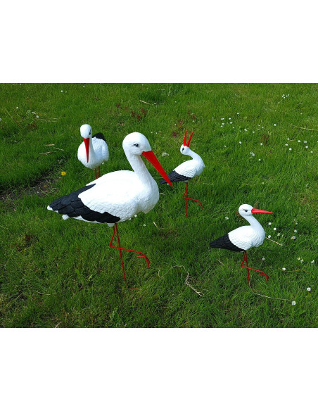 Figurine décorative Famille de 4 Cigones Cigogne de Jardin décoration extérieure