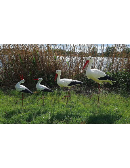 Figurine décorative Famille de 4 Cigones Cigogne de Jardin décoration extérieure