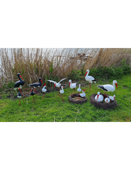 Figurine décorative Famille de 5 Cigones Cigogne de Jardin décoration extérieure